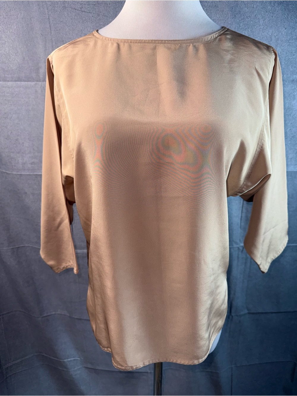 1999-Vintage Chaus Satin Dolman Sleeve Blouse - Tan